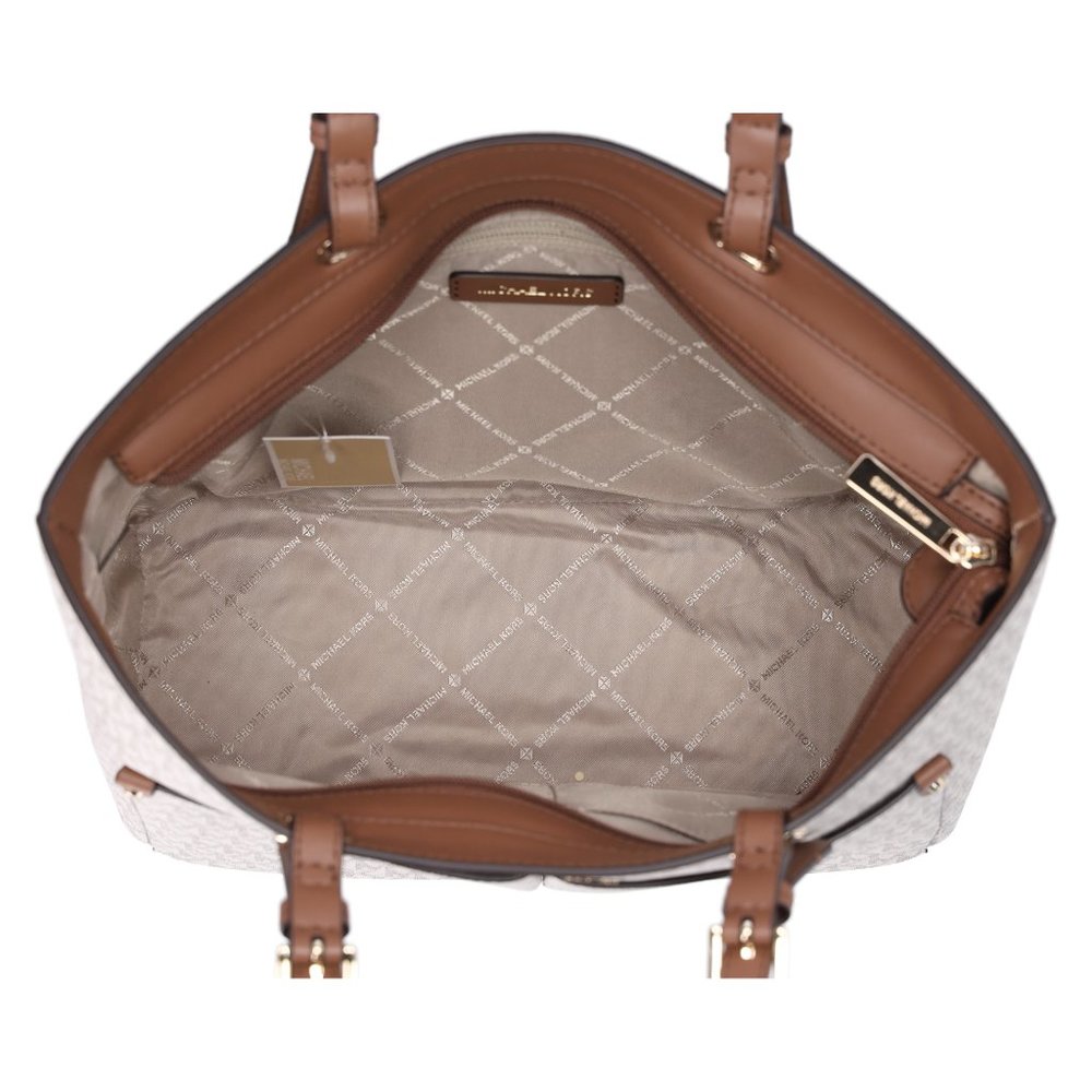Michael Kors Jet Set Travel Medium Double Pocket Tote Vegan Leather Vanilla MK - Picture 9 of 9